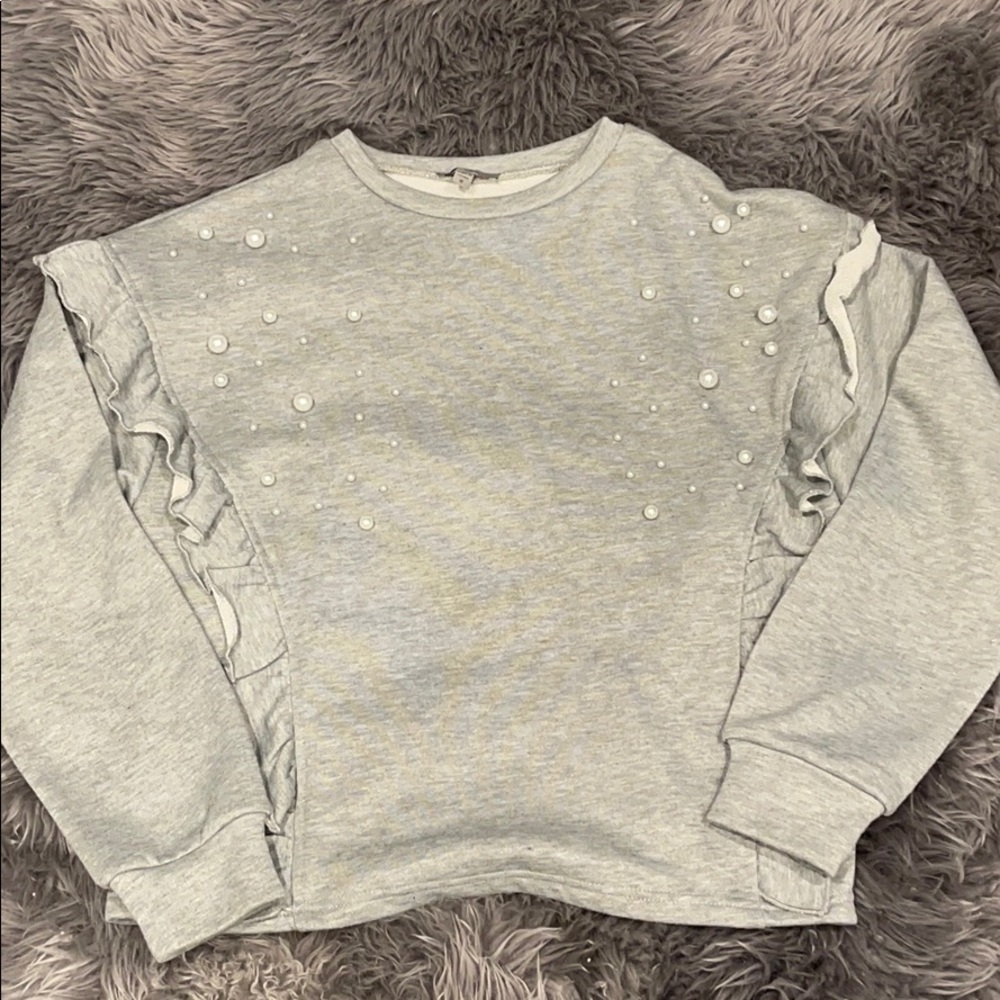 Ruffle and Pearl Long Sleeve Shirt